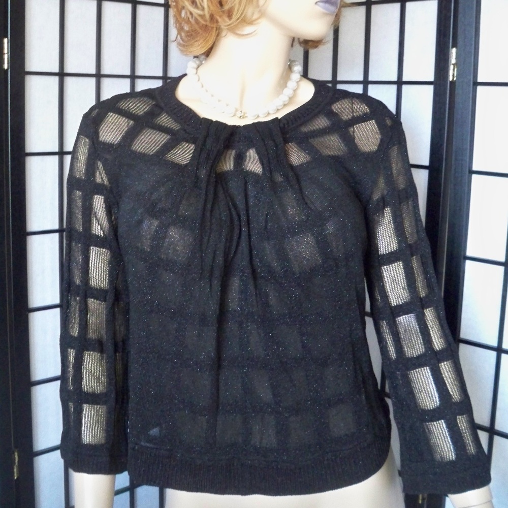 SOCA ST. JOHN Sz M Black/Silver Sparkle Sweater